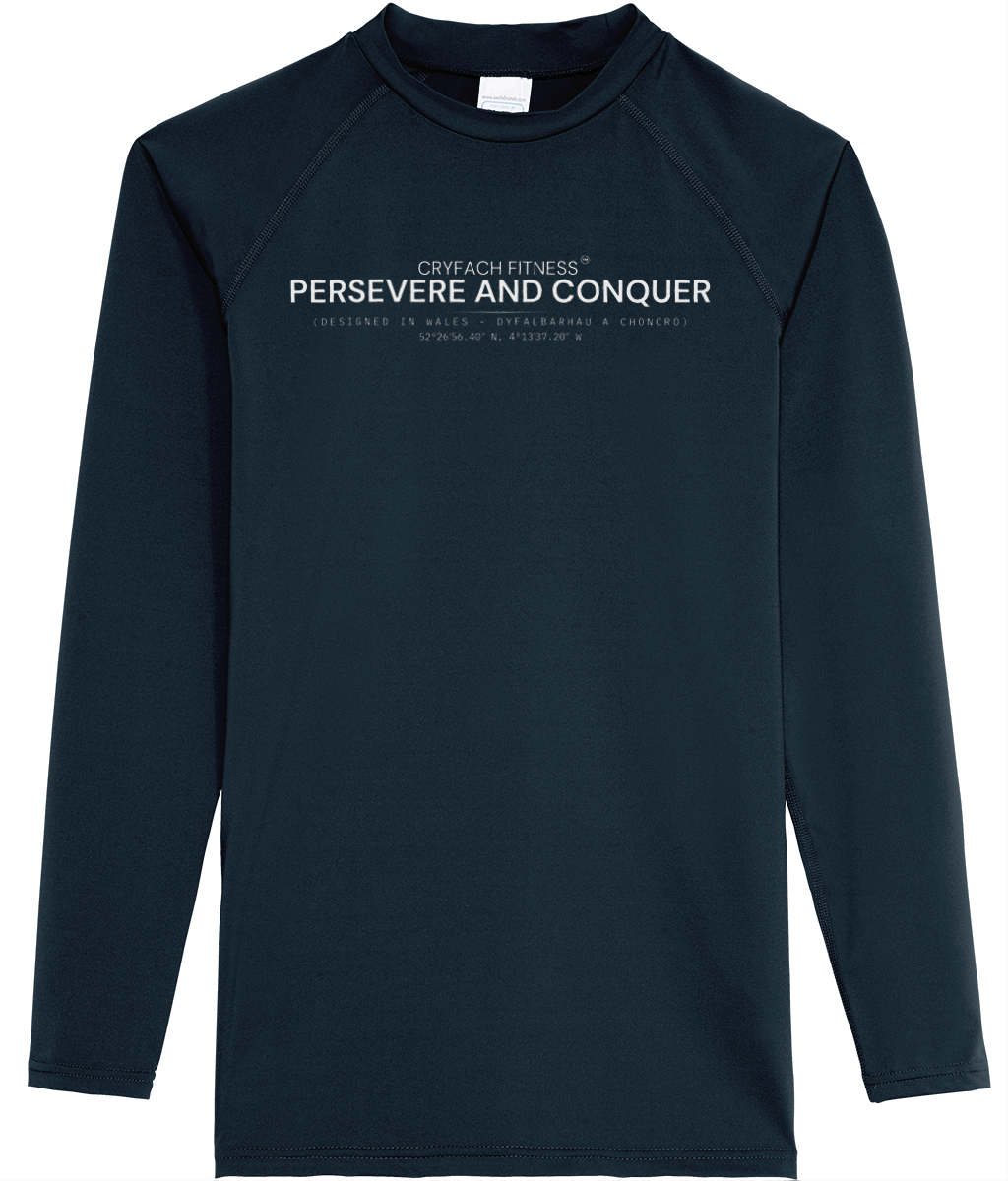 PERSEVERE AND CONQUER LONG SLEEVE PERFORMANCE TOP