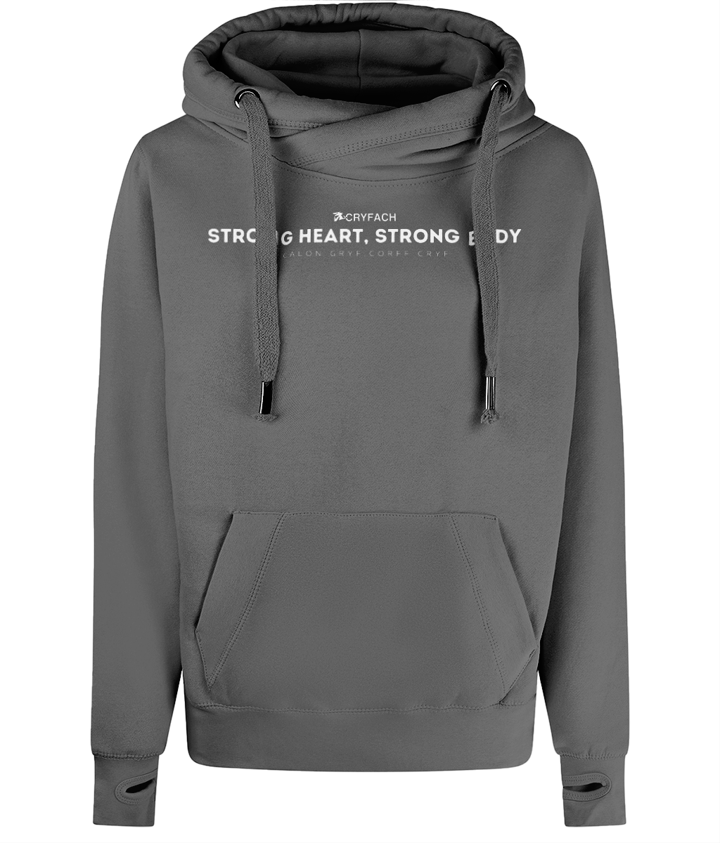 STRONG HEART,STRONG BODY CROSS NECK HOODIE