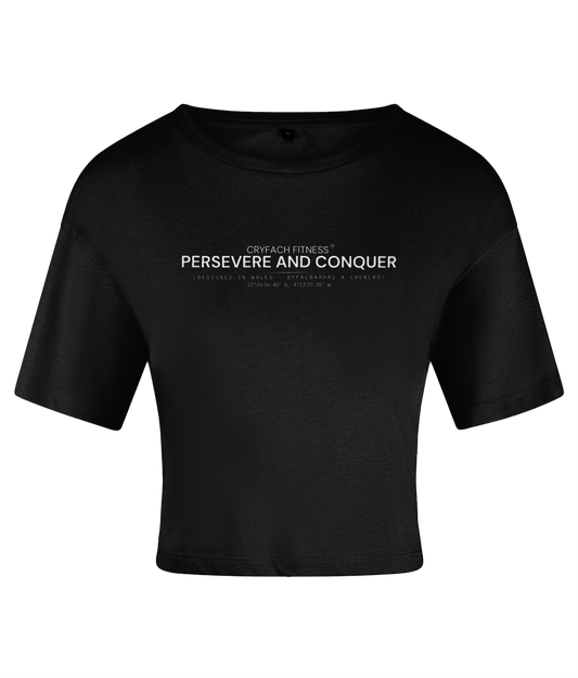 PERSEVERE AND CONQUER CROP TOP